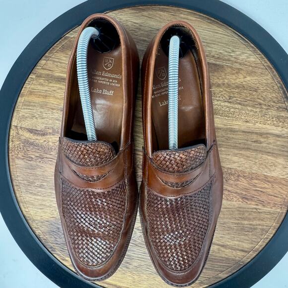Allen Edmonds Lake Bluff Penny Loafers Brown Weave Men's Size 10 D - Picture 5 of 12